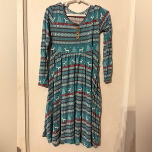 Posh Peanut Blue and Red Patterned Dress